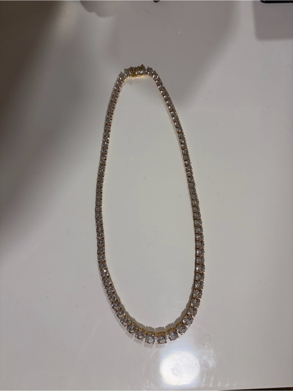 Zales Gold and Clear Crystal Tennis Necklace